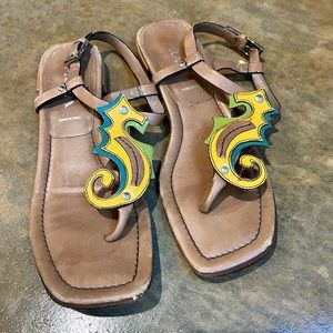 Genuine Prada sandals with seahorse detail